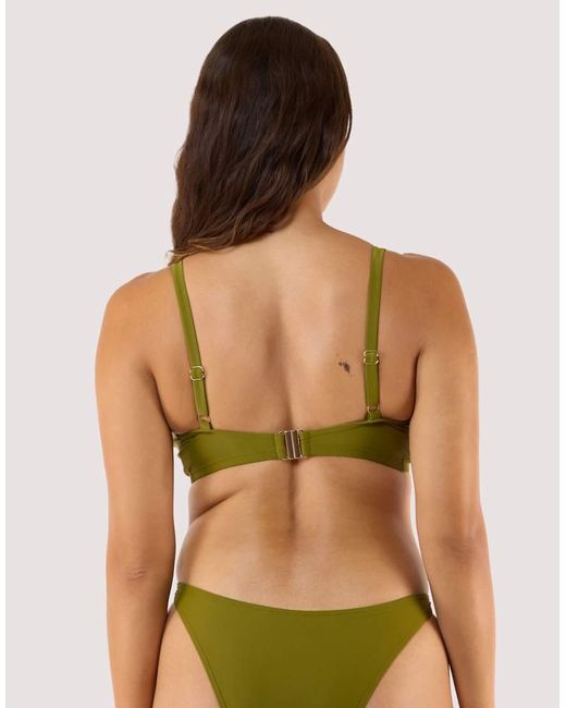 Wolf & Whistle Green Kalahari High Shine Bikini Top With Ring