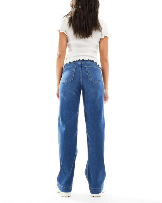 ONLY Blue – juicy – jeans aus dunkelem denim mit hohem bund, weitem bein und biesendetail