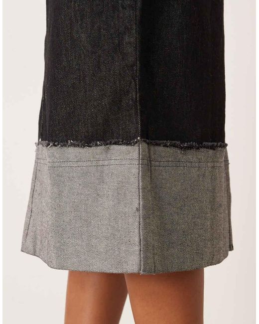 ASOS Natural Midi Skirt With Turn Back Distressed Hem