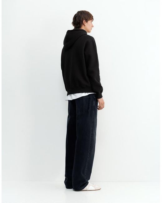 Felpa Con Cappuccio Basic Nera di Pull&Bear in Black da Uomo
