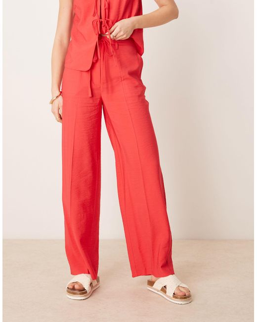 ASOS Red Tailo Straight Leg Linen Look Pants