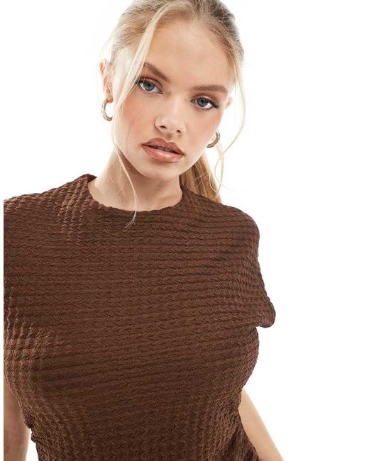 Threadbare Top Met Hoge Hals En Structuur in het Brown