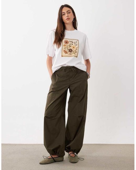 ASOS White Oversized Flower Crochet Graphic T-shirt