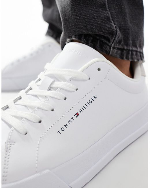 Tommy Hilfiger Black Leather Court Trainers for men