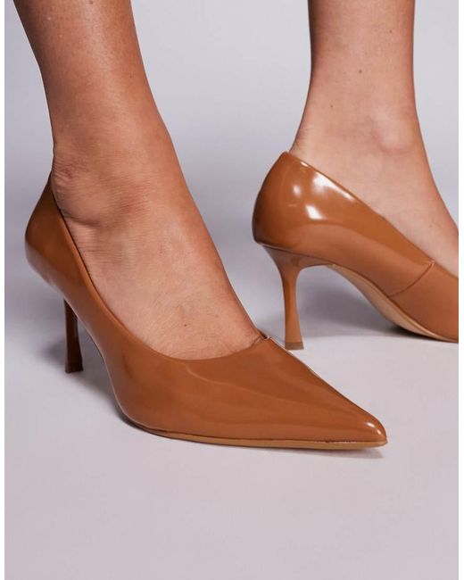SIMMI Brown Luka Vintage Low Heeled Court Shoes