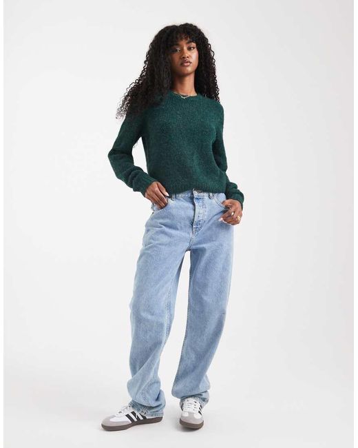 Vero Moda Green Soft Fluffy Knit O-neck Jumper