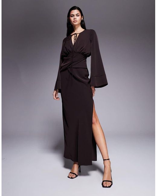 ASOS Blue Cross Neck Blouson Bodice Maxi Dress