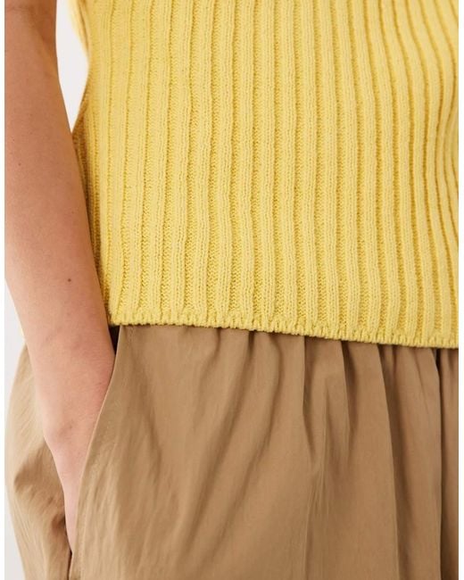 ASOS Yellow Knitted Cinched Pleated Top