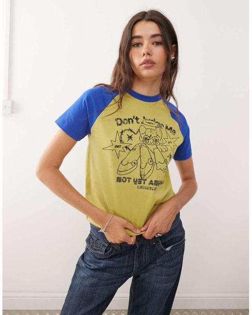 Collusion Blue Antifit T-shirt With Raglan Sleeves