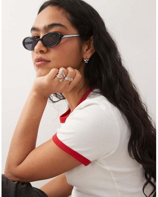 Reclaimed Vintage Black 90S Oval Sunglasses