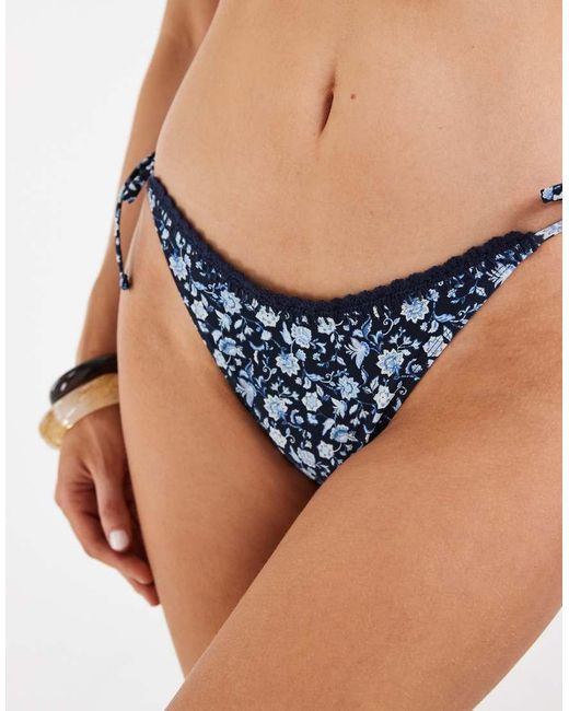 Hollister Blue Co-ord Crochet Tie Side Cheeky Bikini Bottoms