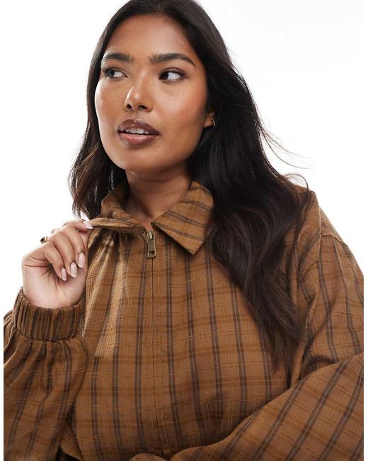 ASOS Brown Asos Design Curve Bubble Hem Jacket Co-ord