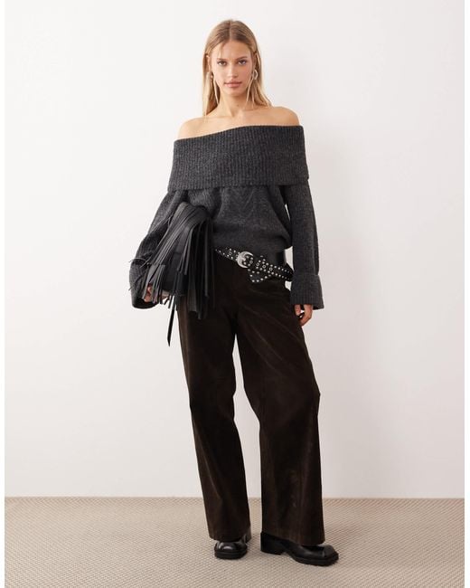ONLY Black – schulterfreier strickpullover