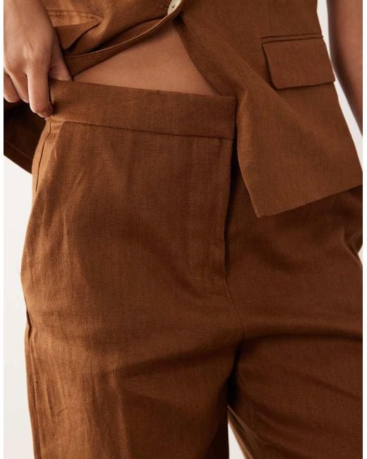 Mango Brown Boreli 100% Linen Straight Leg Trouser Co-ord