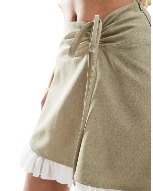 Miss Selfridge White Tailored Ruffle Hem Mini Skirt
