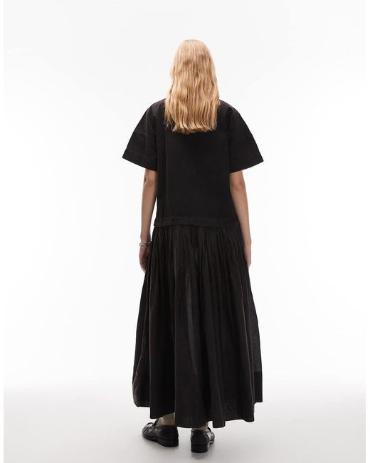 Vestito Midi Stile T-Shirt Ibrido di ASOS in Black