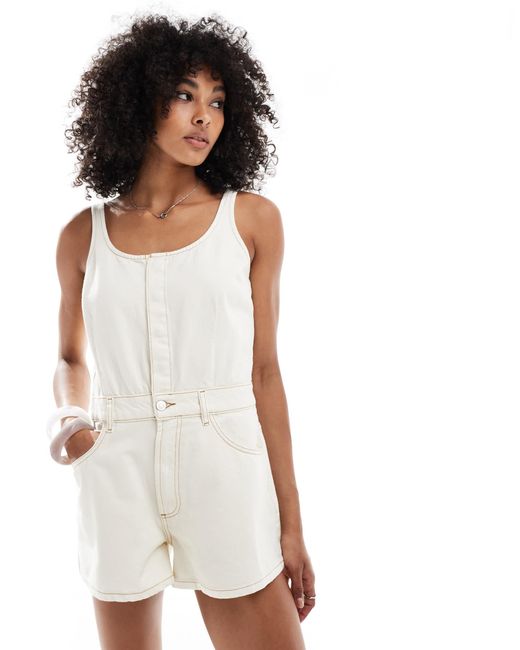 ASOS White Denim A Line Playsuit
