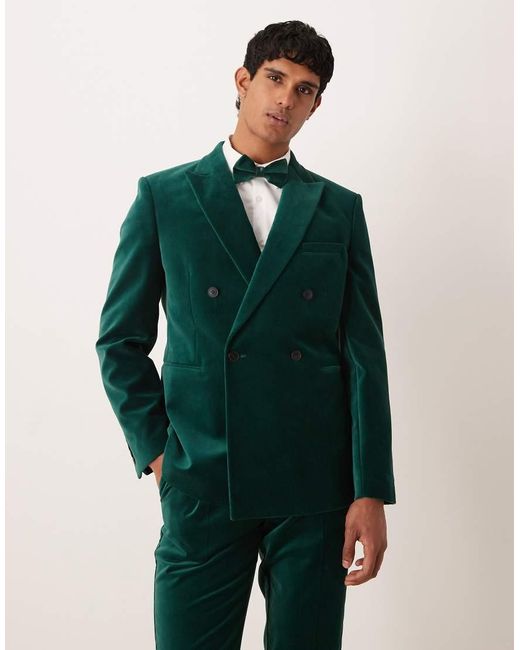 ASOS Green Slim Double Breasted Suit Jacket for men