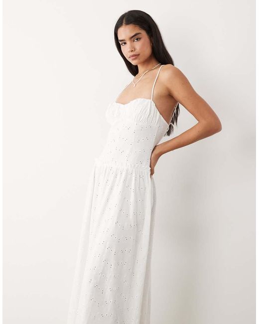 ASOS Natural Broderie Cami Maxi Dress