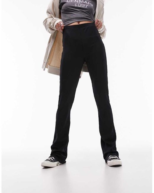 TOPSHOP Black Skinny Rib Flare Pants