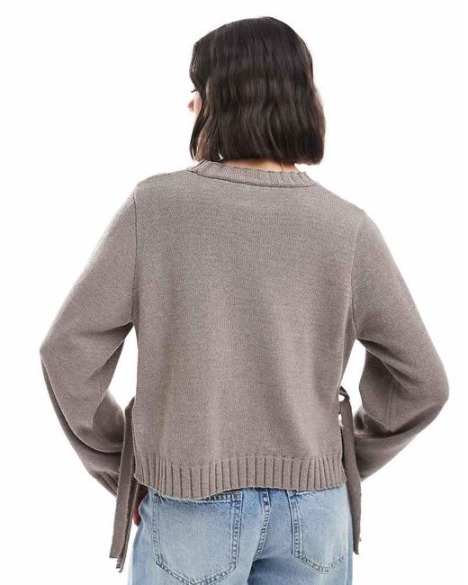 Maglione Con Allacciatura Laterale di ASOS in Gray