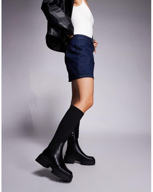 SIMMI Black Simmi London Sock Knee High Boots