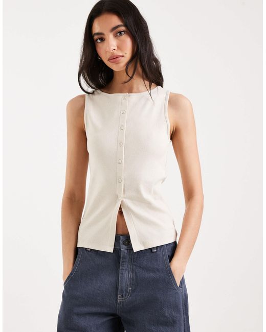 Brave Soul Blue Button Down Singlet