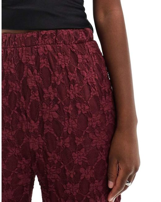 Threadbare Red Wide Leg Lace Pants