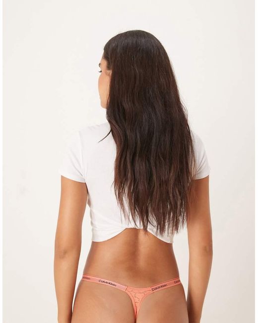Calvin Klein Brown Icon Lace Dipped Thong