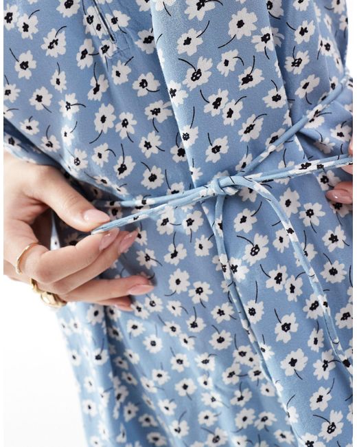 Pieces Blue Tie Waist Cami Mini Dress