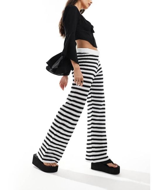 ASOS White Knitted Crochet Trouser