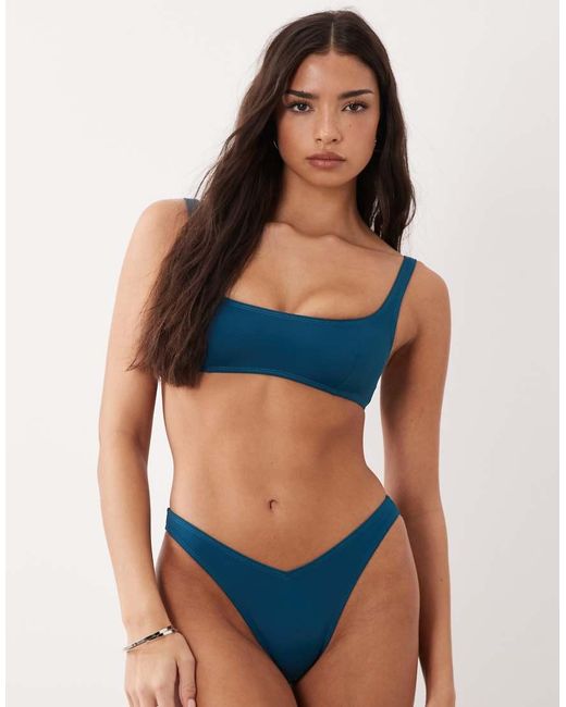 ASOS Blue Maya Mirissa Scoop Neck And Back Crop Bikini Top