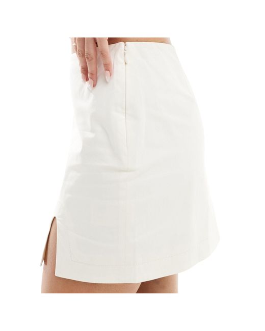 & Other Stories White Satin Mini Skirt With Split