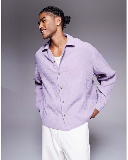 ASOS Purple Boxy Oversized Shirt With Back Print for men
