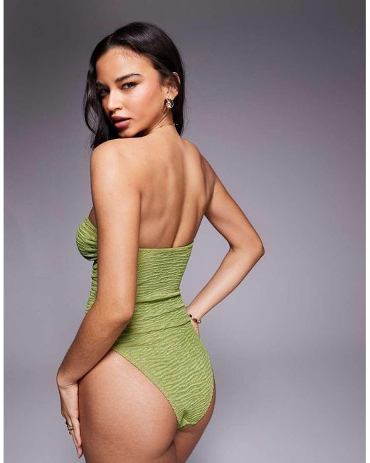 ASOS Green Laurie Twist Front Chain Link Bandeau Swimsuit