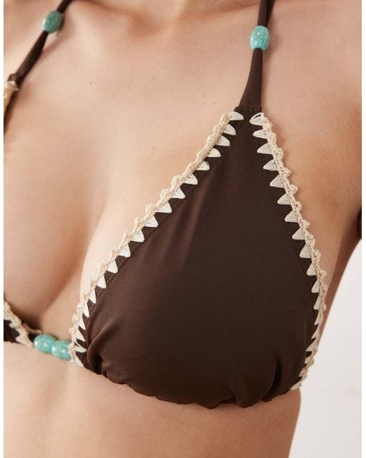 ASOS Natural Fuller Bust Whitney Whip Positano High Apex Triangle Bikini Top