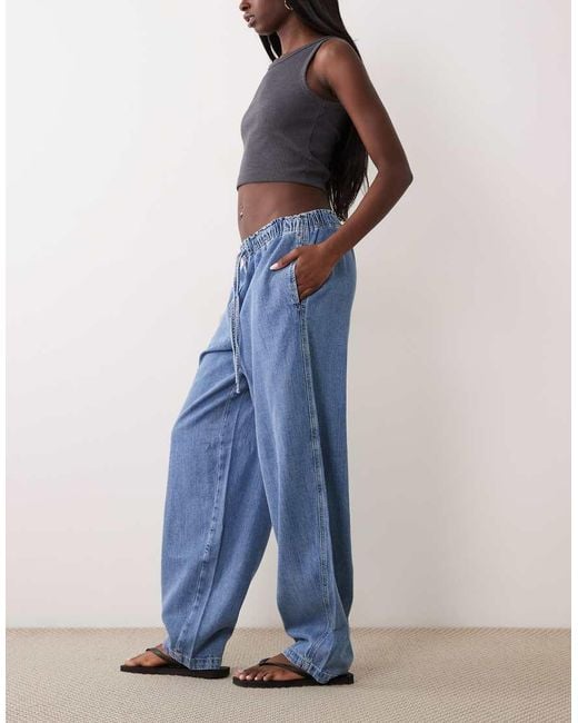 ARKET Blue Pull On Barrel Shape Soft Denim Jeans