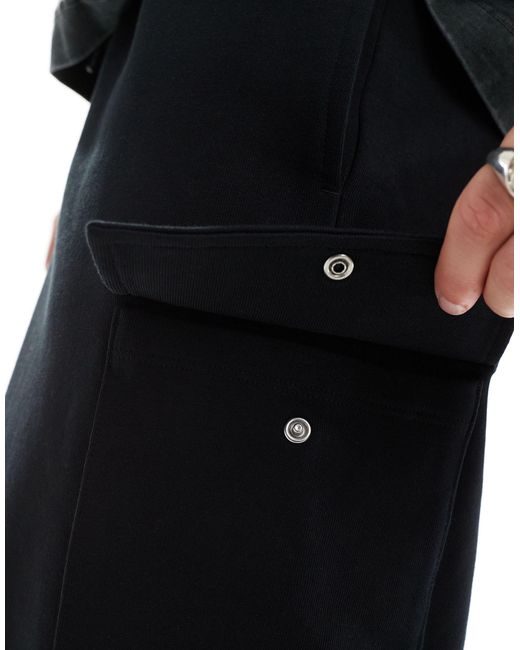 ASOS Black 3/4 Length 4 Pocket Parachute Shorts for men