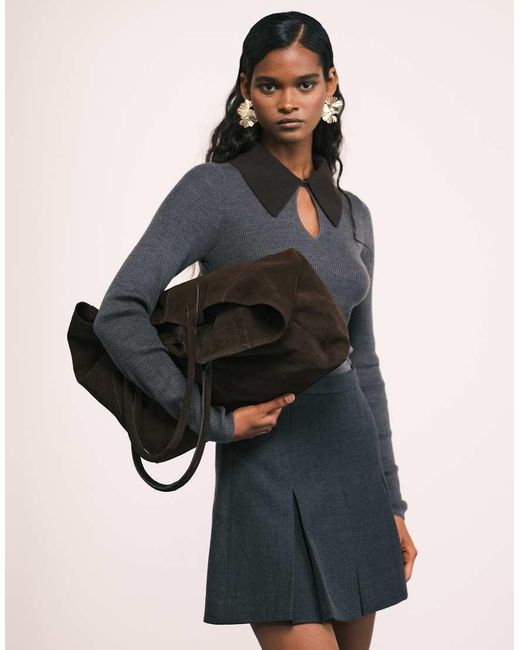 ASOS Tote Tas Van Premium Suède in het Black
