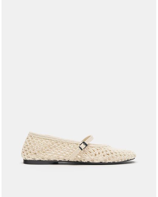 Pull&Bear Ballerina's Van Mesh in het Natural
