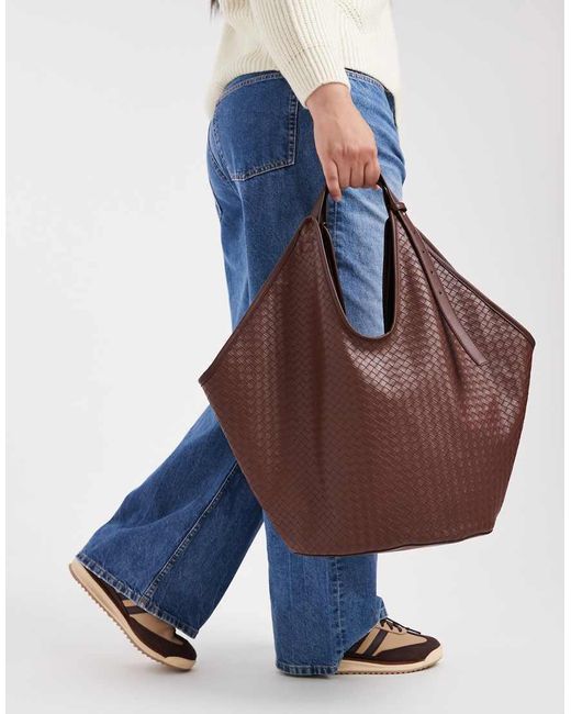 ASOS Geweven Tote Tas Met Handvat in het Brown