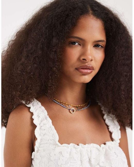 Vero Moda Brown Gathered Neckline Lace Tank Top