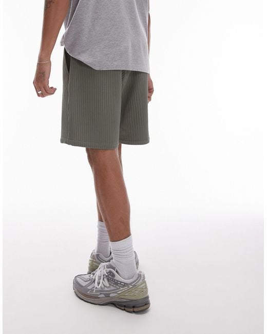 Topman Gray Plisse Shorts for men