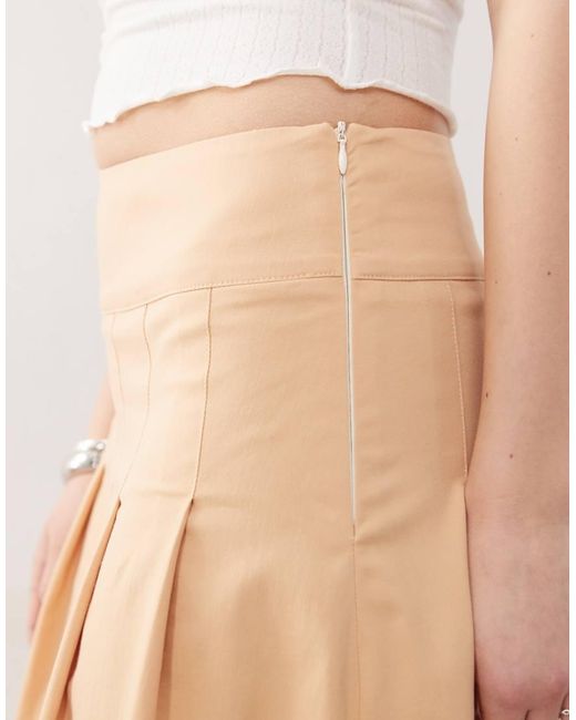 Reclaimed (vintage) Midi Kilt-Rok in het Natural