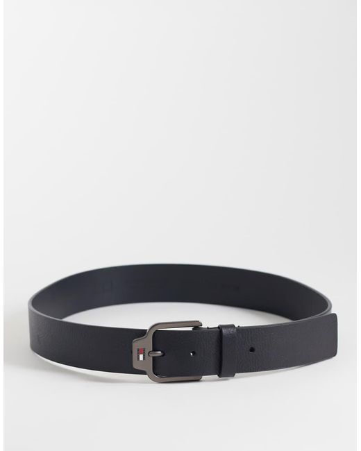 Tommy Hilfiger Gray Scanton Leather Belt With Logo Buckle for men
