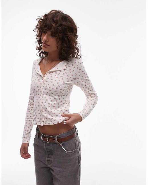 Levi's Top Met Lange Mouwen, Bloemenprint En Knopen in het White