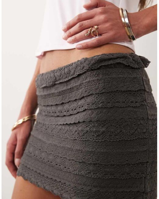 Mango White Teen Ruffle Lace Mini Skirt