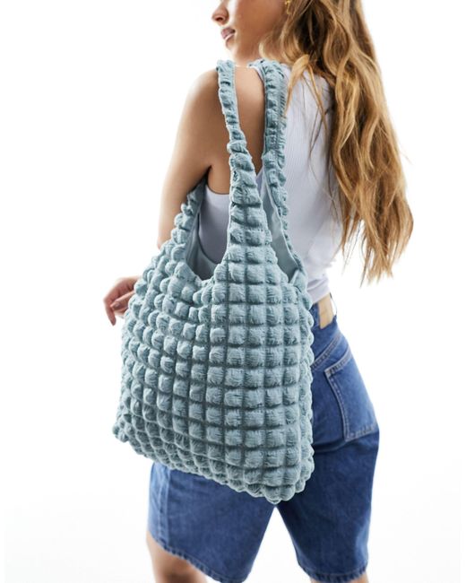Glamorous Blue Popcorn Texture Shoulder Bag