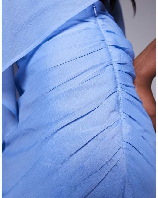 ASOS Blue Draped Batwing Asymmetric One Sleeve Maxi Dress