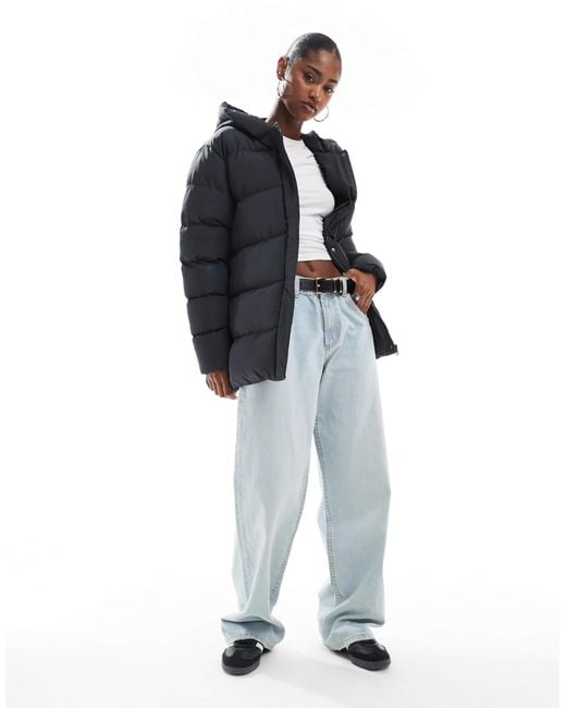 Threadbare Blue Mid Length Puffer Jacket